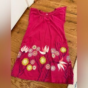 Tea Collection Bright Pink Bird/ Flower Dress Girls size 7